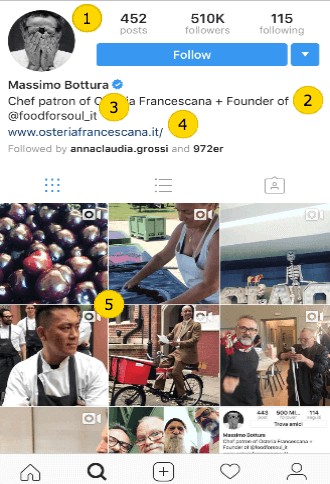 Instagram restaurateur page