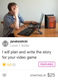 fiverr game writer gig