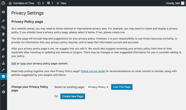 A screenshot of the new Privacy Settings page.