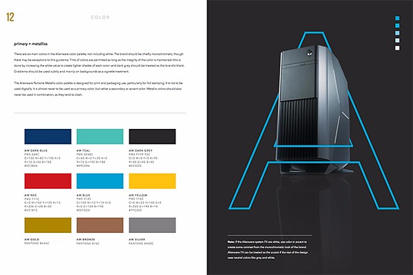 Brand style guide and color palette for Alienware