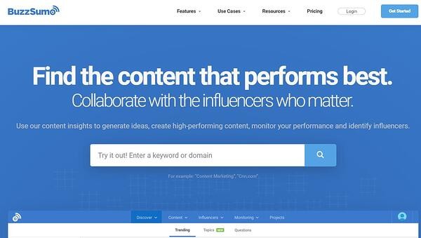 BuzzSumo for getting in on Twitter trends