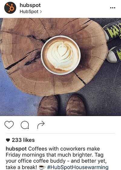 Instagram caption by HubSpot with call-to-action to tag a friend in the comments