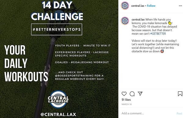 Central Lacrosse challenge contest on Instagram