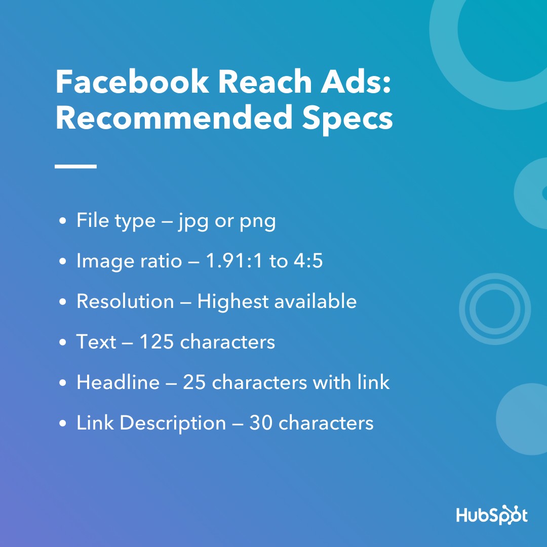 Facebook Reach Ads Specs