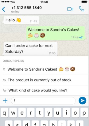 Example of a WhatsApp chatflow.