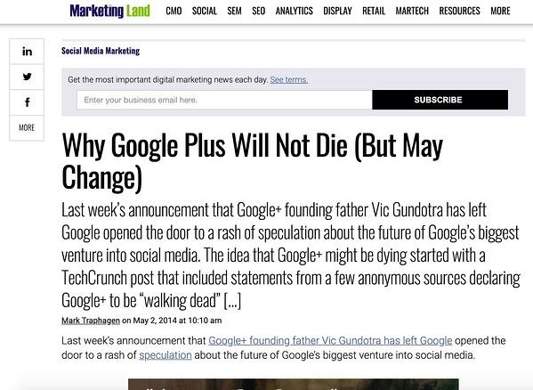 MarketingLand article on Google+.