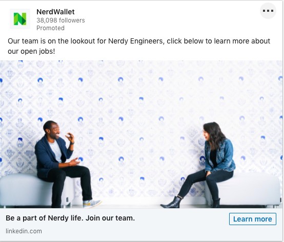Example of NerdWallet's LinkedIn Dynamic Ad