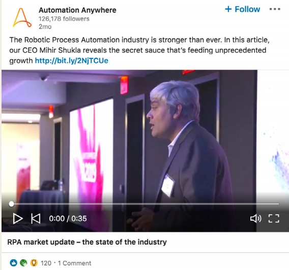 Automation's Anywhere's LinkedIn Live Ad