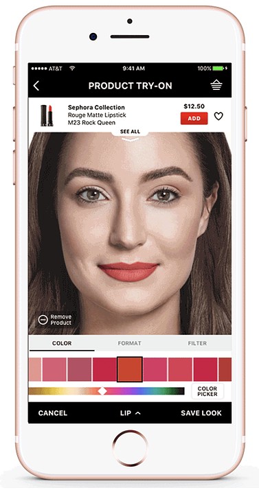 Sephora app augmented Reality feature