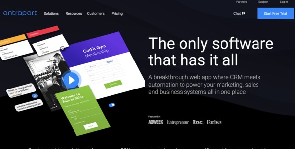 ontraport marketing automation software homepage
