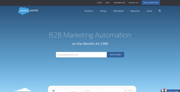 pardot b2b marketing automation software homepage