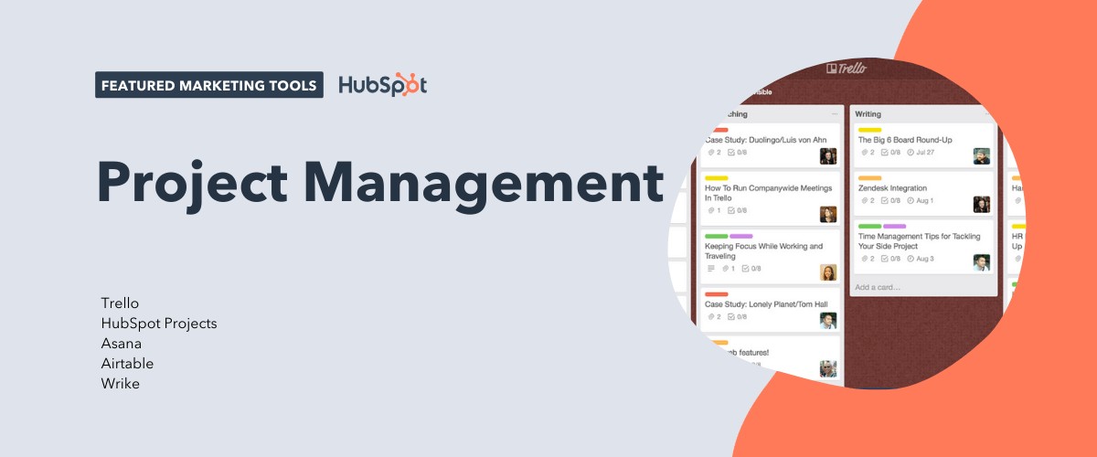 project management tools, including trello, hubspot projects, asana, airtable, and wrike