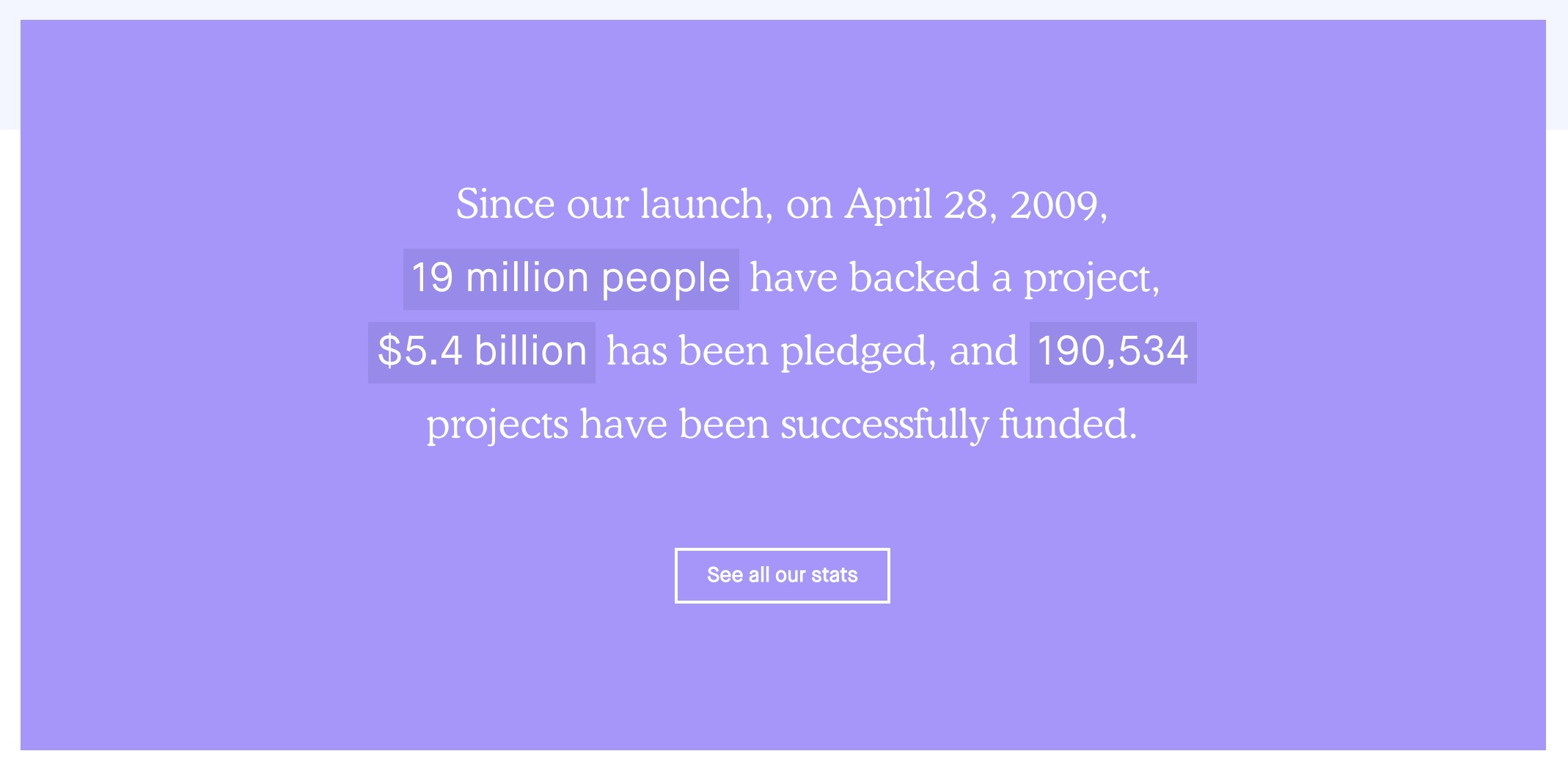 Kickstarter's media kit social media statistics