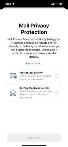 apple ios email permission page
