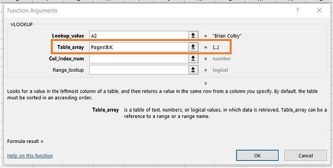 Using VLOOKUP: Designating Table Array