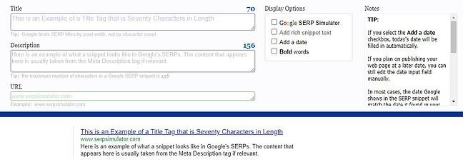 wordcounter being used to check the length of a meta description