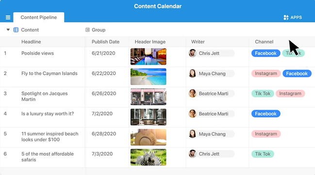 content marketing tools: Airtable