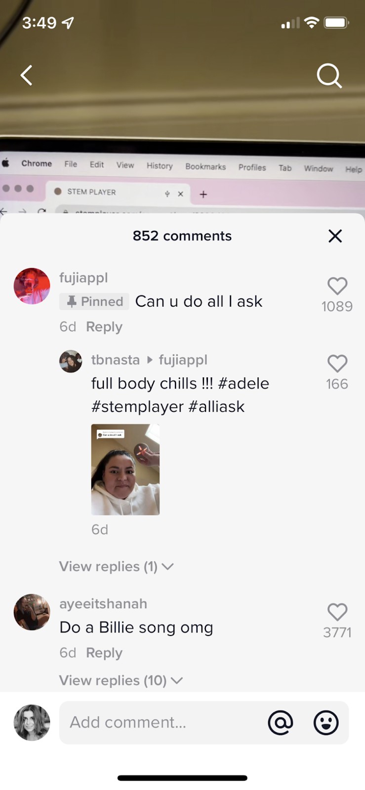 a tiktok user links a video to a part two of her tiktok content in her comment thrad