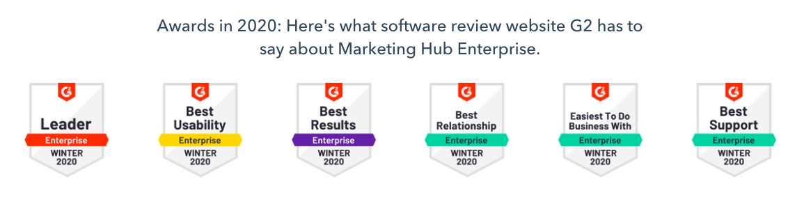 Marketing Hub Enterprise G2 awards