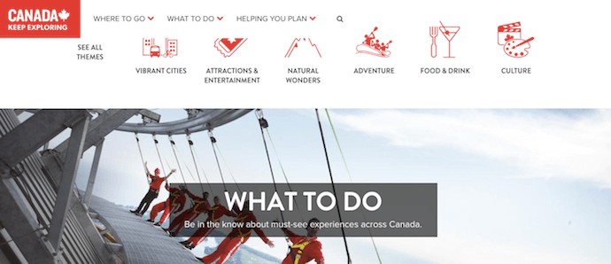 destination canada landing page