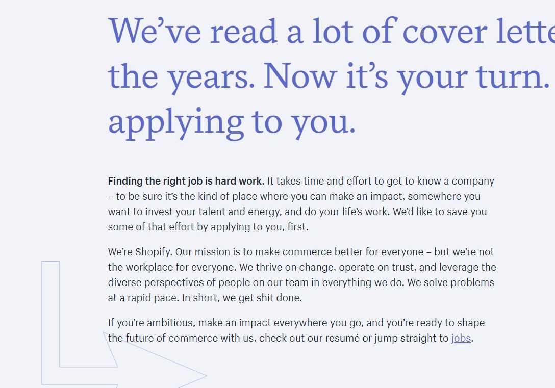 scrolling image of Shopify's career page