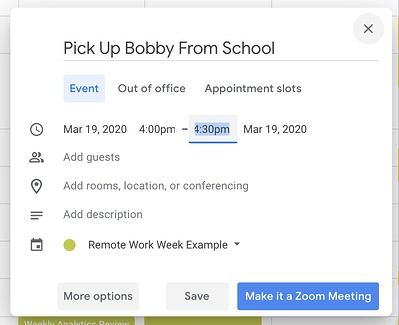 how to make time for work life balance in your google calendar