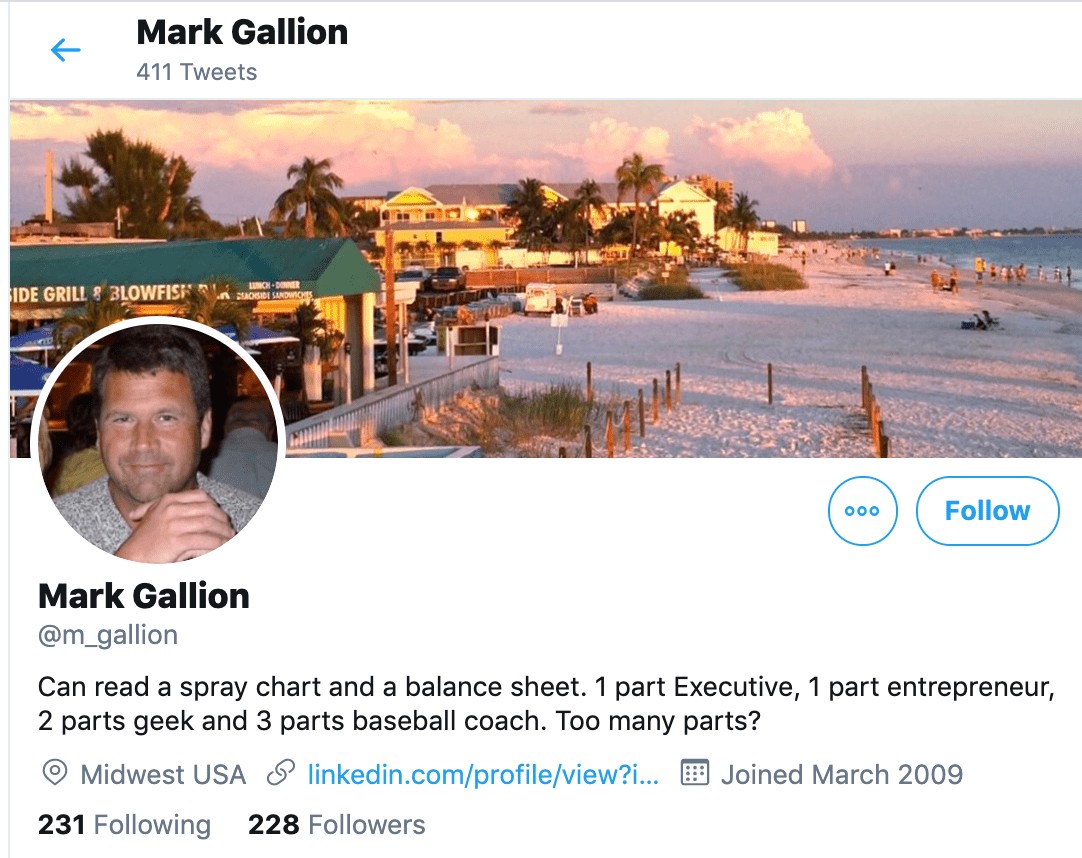 mark gallion professional bio on twitter
