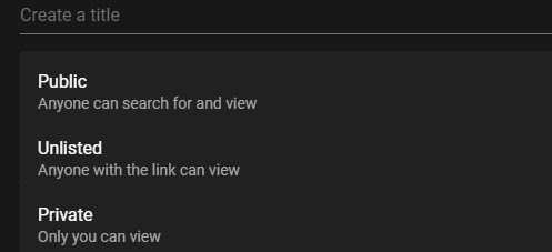 Screenshot of YouTube Live Privacy Settings