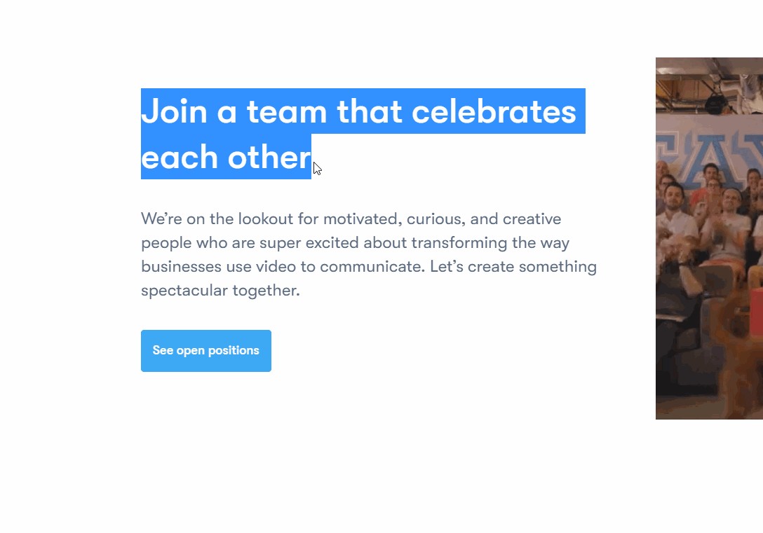 Scrolling image of Wistia's jobs page showing their employer brand