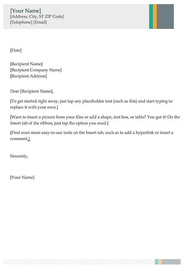 Business cover letter template.