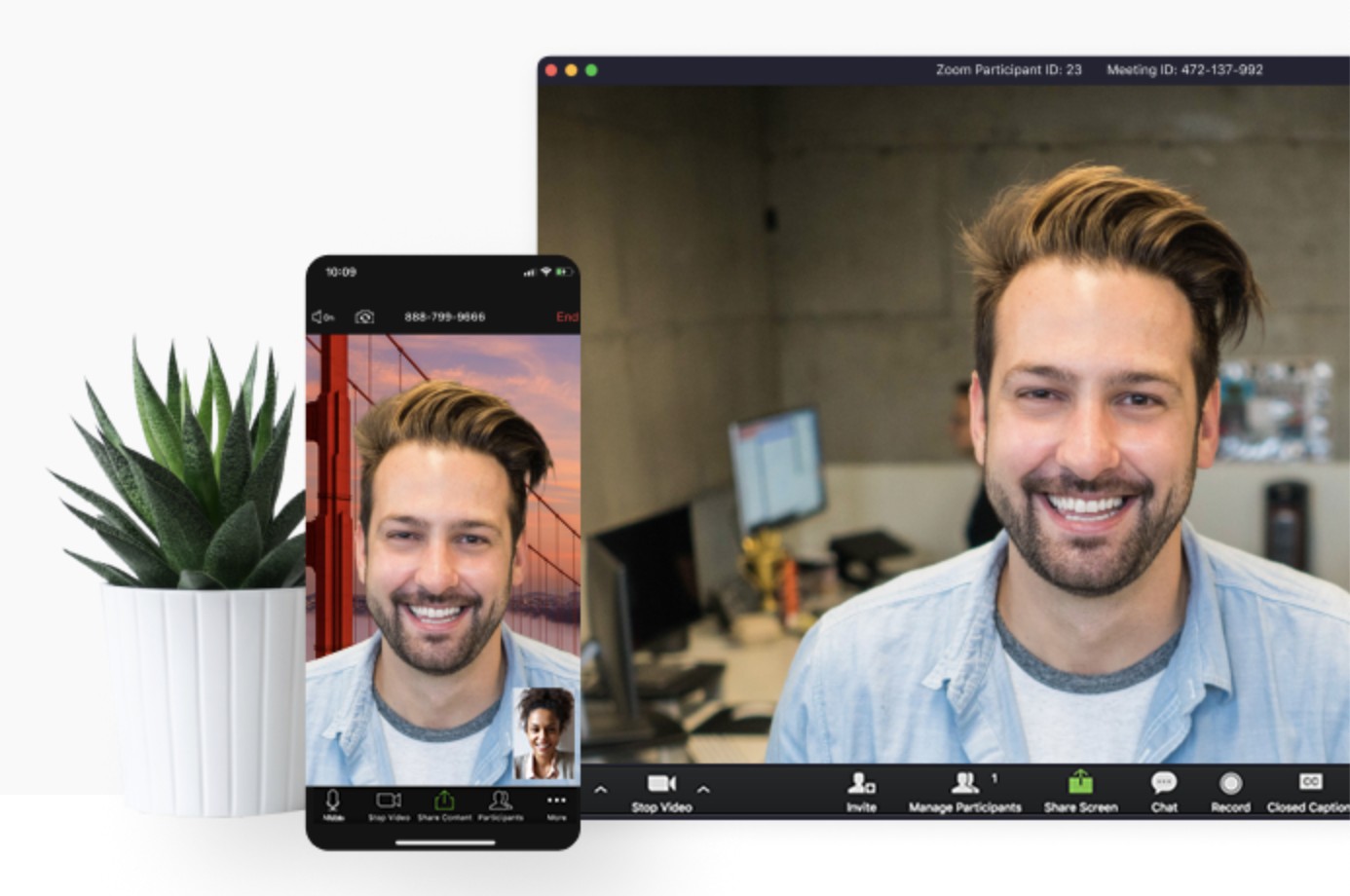 Zoom meeting on mobile and desktop device