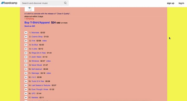 Bandcamp user-friendly ecommerce page