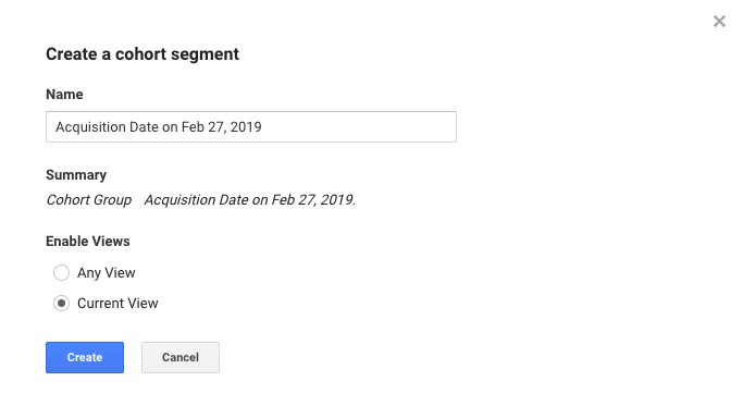 google analytics cohort segment