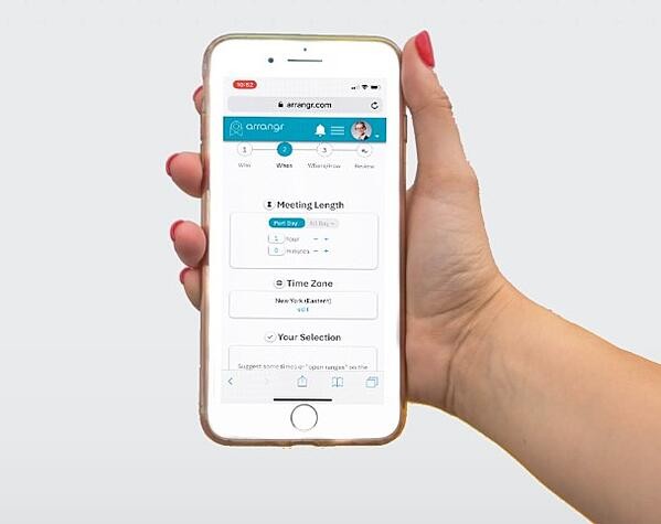 arrangr meeting scheduler interface on mobile