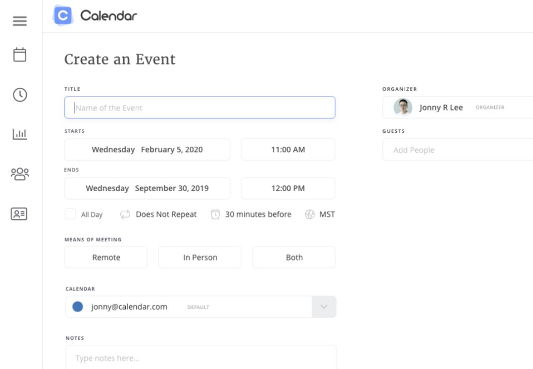 Event page creation on Calendar website