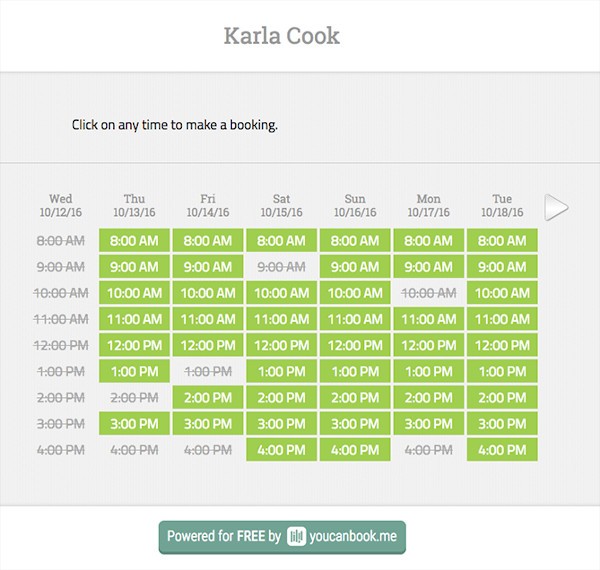 YouCanBook.me Scheduling tool interface