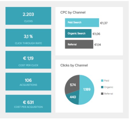 Datapine's organized Analytics dashboard. 