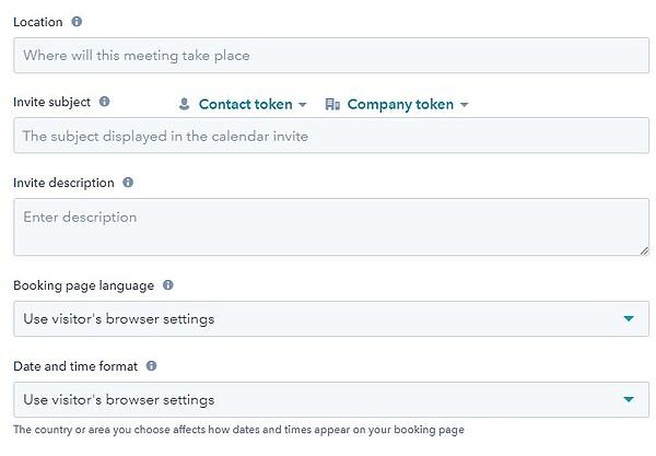 screenshot of meetings tool to configure meeting in hubspot