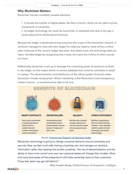 hubspot research whitepaper internal page that is about why blockchain matters