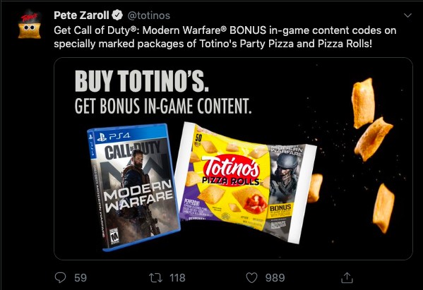Totinos promotion tweet example