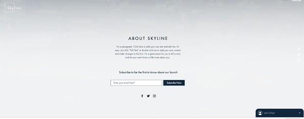 Under the fold of Skyline Landing Page from Wix
