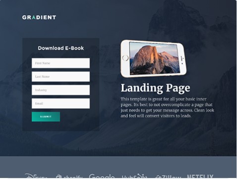 Gradient Landing Page Template from Hubspot