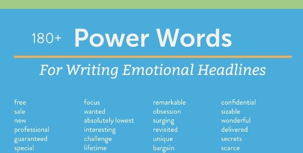 tip sheet example from coschedule that reads "180+ power words for writing emotional headlines"