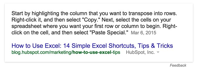 Featured Snippet Example