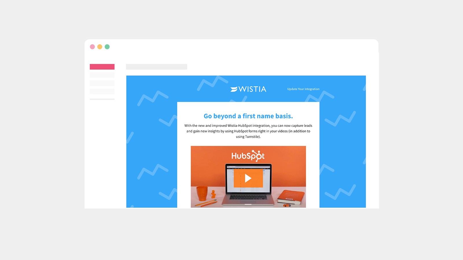 Using Wistia to include video email marketing in a campaign.