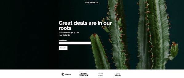 Gardenhouse Landing Page from MailChimp