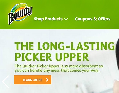 Bounty paper towels' tagline, The Quicker Picker Upper