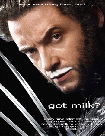 California Milk Processor's tagline, Got Milk? featuring Hugh Jackman as Wolverine with a milk mustache