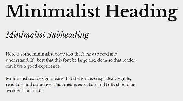 minimalist text design with heading, subheading, and body font in libre baskerville