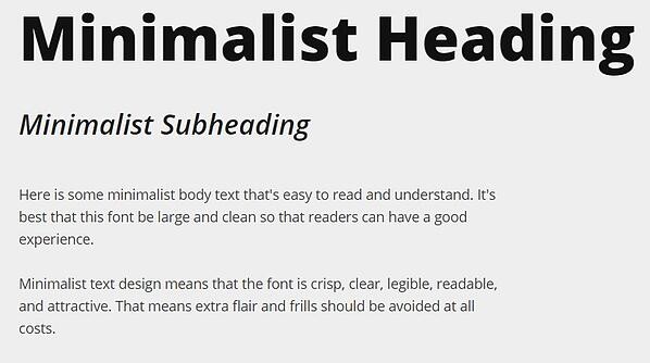 minimalist text design with heading, subheading, and body font in open sans